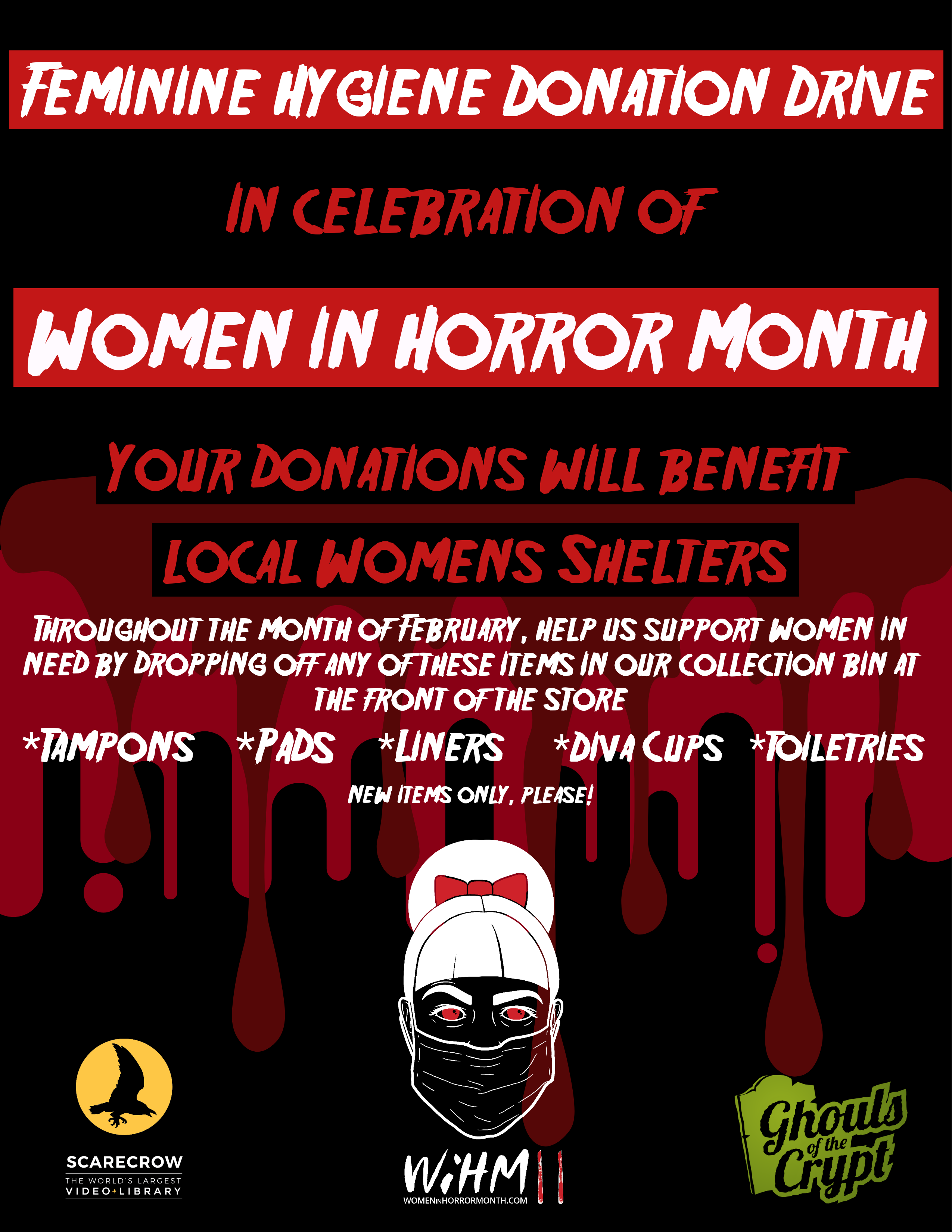 Ghouls of the Crypt WiHM Feminine Hygiene Donation Drive